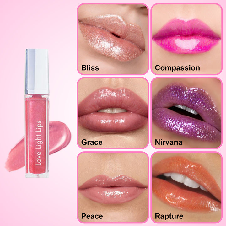 Four Pack Love Light Lips Lighted Lip Glosses with Mirror